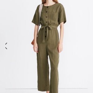 Madewell green jumpsuit with ties